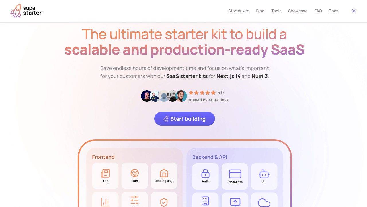 supastarter - SaaS starter kit for Next.js and Nuxt